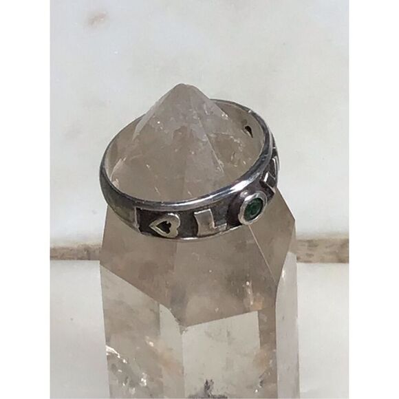 Ring, Emerald and Sterling Silver Ring, NEW, size 7.5, Handmade, gift for lovers - Picture 4 of 9